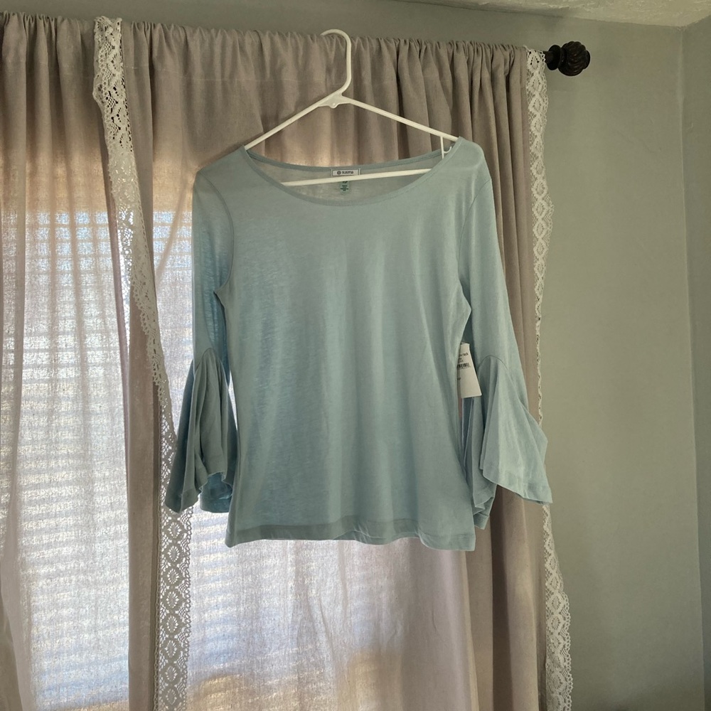 NWT Susina Bell Sleeved Blue Top
